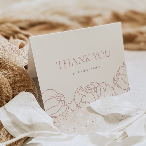 Peony Garden  Dusty Rose Pink Floral Thank You Card