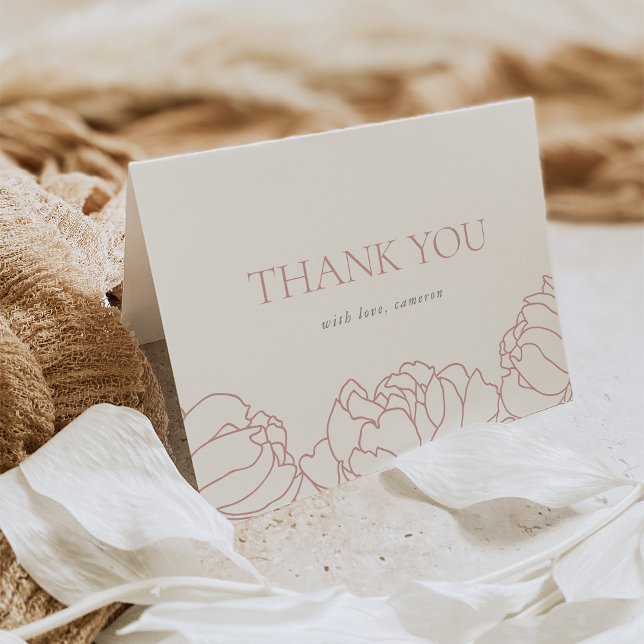 Peony Garden | Dusty Rose Pink Floral Thank You Card (Creator Uploaded)