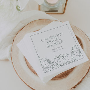 Peony Garden Dusty Sage Green Floral Bridal Shower Napkins