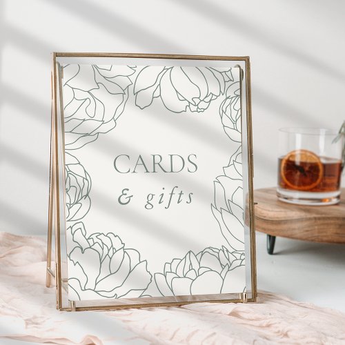 Peony Garden Dusty Sage Green Floral Cards  Gifts Poster