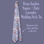 Peony Garden Names   Date Lavender Wedding Neck Tie<br><div class="desc">Hidden inside is a sweet reminder of the Bride and Groom's name and the date. Beautiful floral pattern featuring bouquets of peonies,  berries and eucalyptus. ~ Look for the complete suite of wedding stationary in the Peony Garden Wedding Suite Collection.</div>