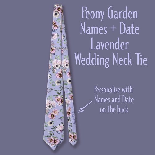 Peony Garden Names  Date Lavender Wedding Neck Tie