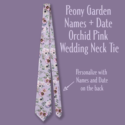 Peony Garden Names  Date Orchid Pink Wedding Neck Tie