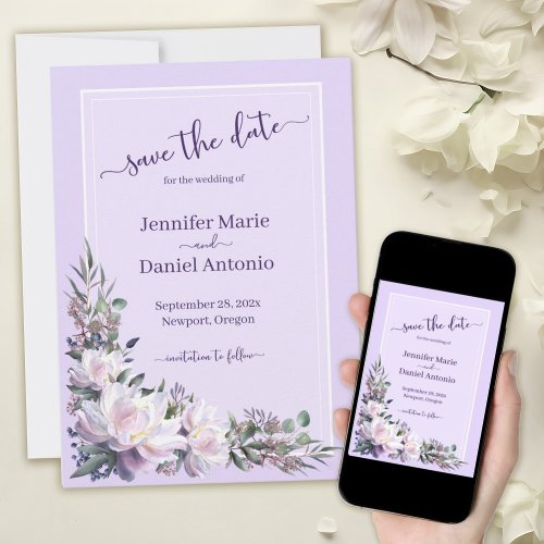 Peony Garden Orchid Pink Flat Save The Date Card