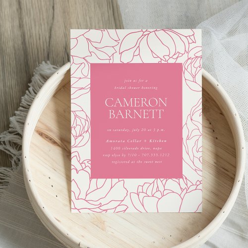 Peony Garden Pink Floral Bridal Shower Invitation