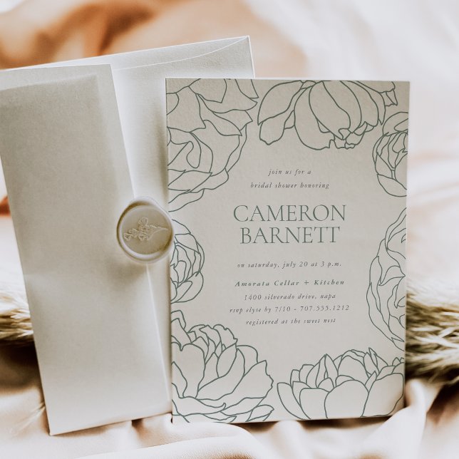 Peony Garden | Spring Green Floral Bridal Shower Invitation (Creator Uploaded)