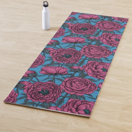 Peony garden yoga mat