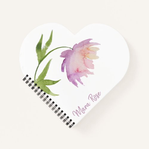 *~* Peony Girly Chic Feminine Watercolor Heart Notebook