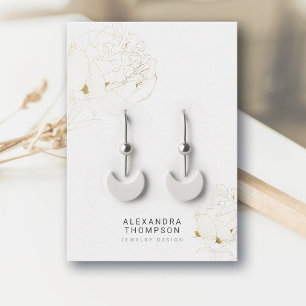 Peony *Gold Modern Floral Sketch Jewelry Display Business Card