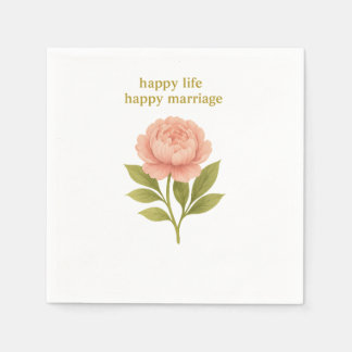 Peony — Happy life, happy marriage Napkins