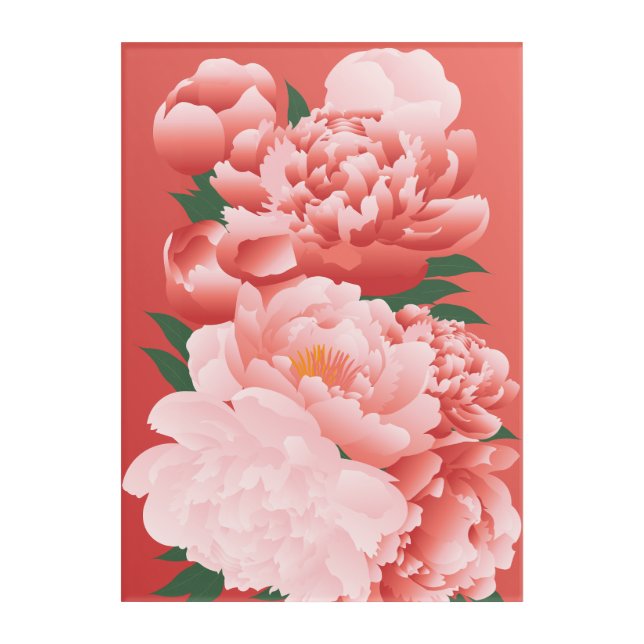 "Peony Harmony – Blossom of Prosperity" Acrylic Print (Front)