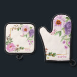 Peony Hebrew Name Oven Mitt   Pot Holder Set<br><div class="desc">A beautiful and practical gift for your favorite Jewish Chef! This pot holder set includes Hebrew Personalization. [Just set your keyboard input to HEBREW and type]. Perfect as a unique Bridal Shower, Teacher appreciation, Mother's Day or anytime gift. This popular Peony Floral Design coordinates with our matching Challah Dough covers....</div>