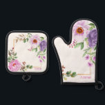 Peony Hebrew Name Oven Mitt   Pot Holder Set<br><div class="desc">A beautiful and practical gift for your favorite Jewish Chef! This pot holder set includes Hebrew Personalization. [Just set your keyboard input to HEBREW and type]. Perfect as a unique Bridal Shower, Chanukah, Teacher appreciation, Mother's Day or anytime gift. This popular Peony Floral Design coordinates with our matching Challah Dough...</div>
