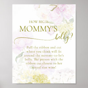Peony Hydrangea Baby Shower Big Mommy Belly  Poster