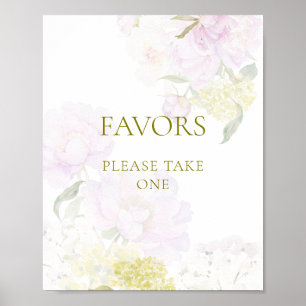 Peony Hydrangea Pastel Baby Shower Favors Poster