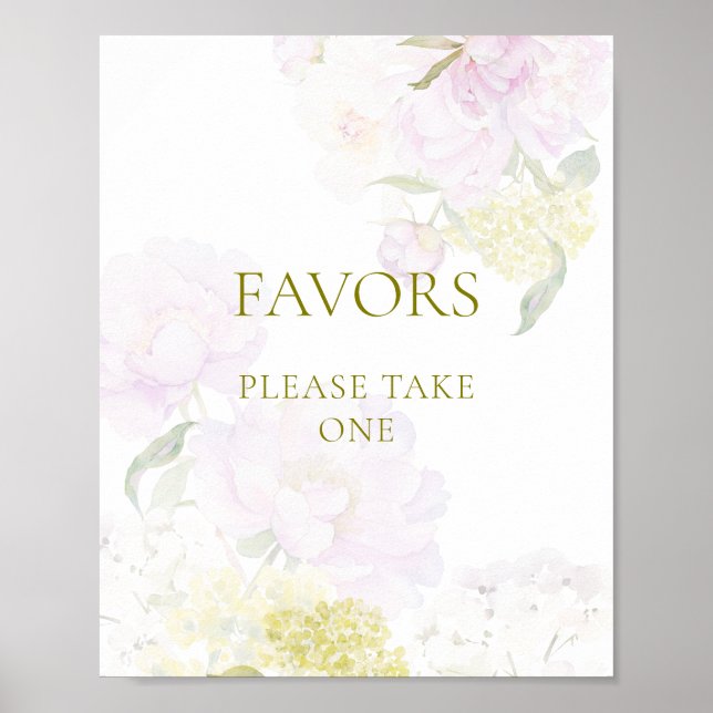 Peony Hydrangea Pastel Baby Shower Favors Poster (Front)