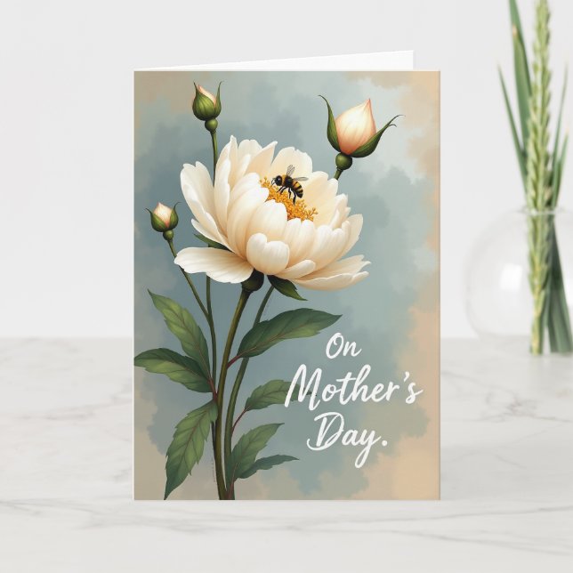 Peony Illustration Mothers Day Card (Front)