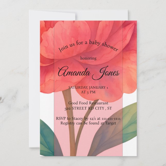 Peony In Bloom Invitation (Front)