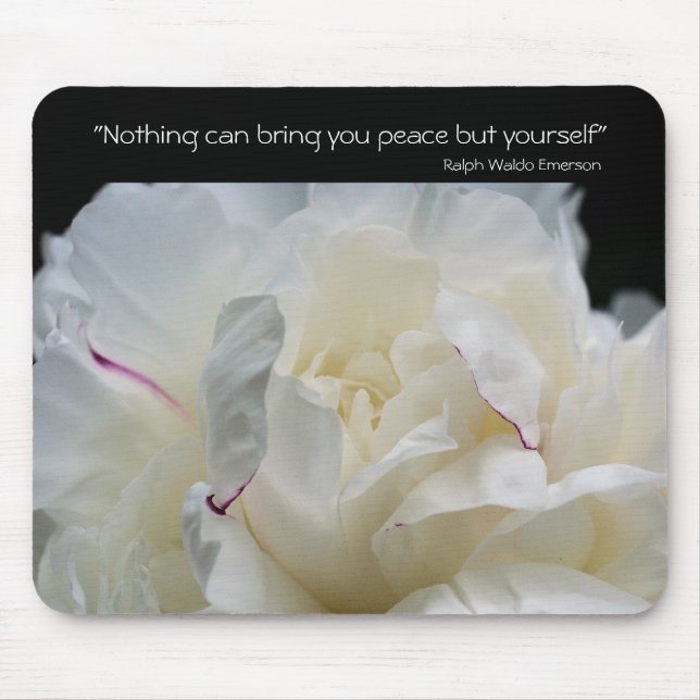 Peony Inner Peace Inspirational Quote Mousepad (Front)