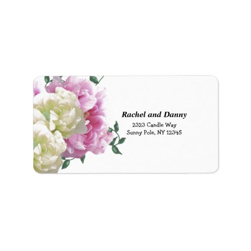 Peony Ivory and Pink Address Label