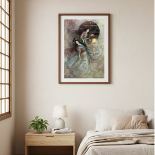 Peony Lantern Vintage Japanese Art Warwick Goble Poster