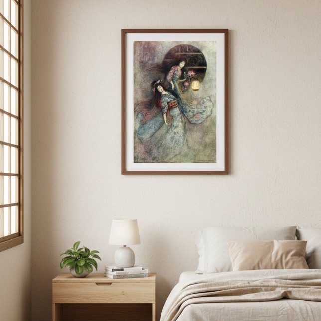 Peony Lantern Vintage Japanese Art Warwick Goble Poster (Creator Uploaded)