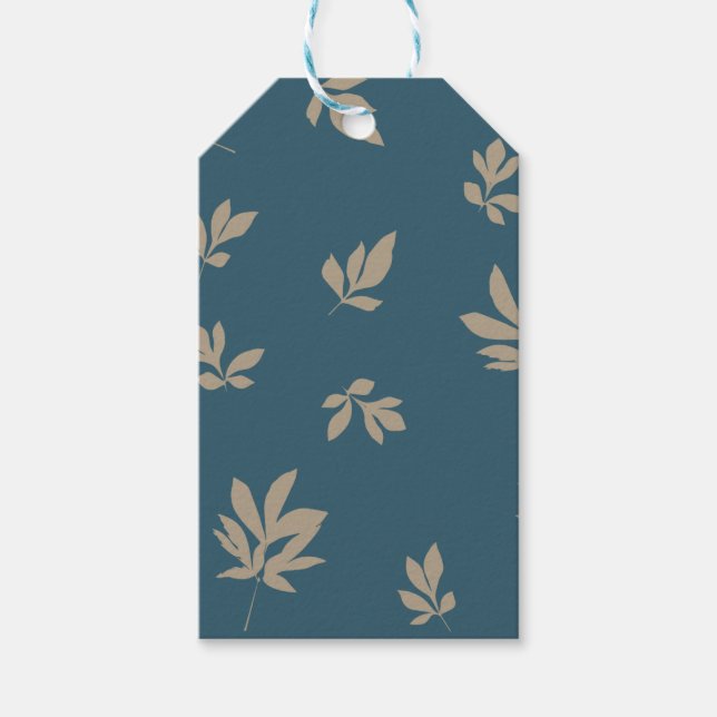 Peony Leaf Blue/Tan Tag (Front)
