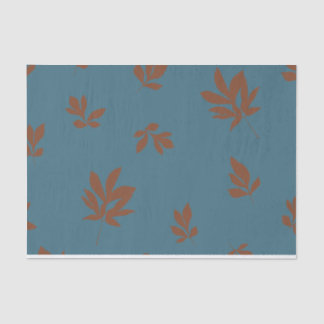 Peony Leaves Blue & Rust Tissue Paper