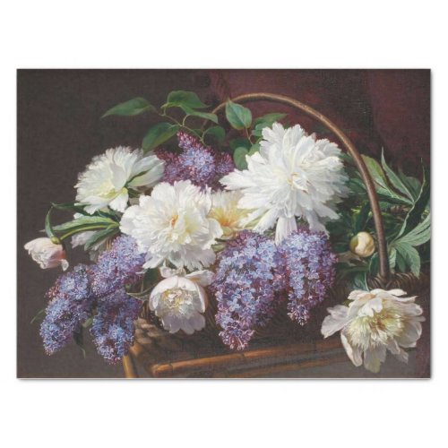 Peony Lilac Flower Basket Decoupage Classic Garden Tissue Paper