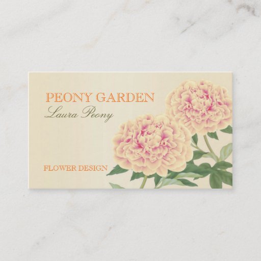 Customizable Peony Love Business Card (Orange)
