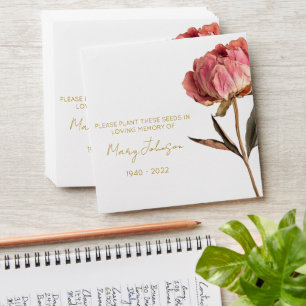 Peony Memorial Funeral Seed Envelope