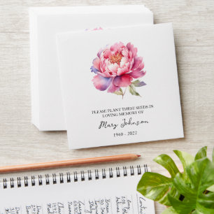 Peony Memorial Funeral Seed Envelope