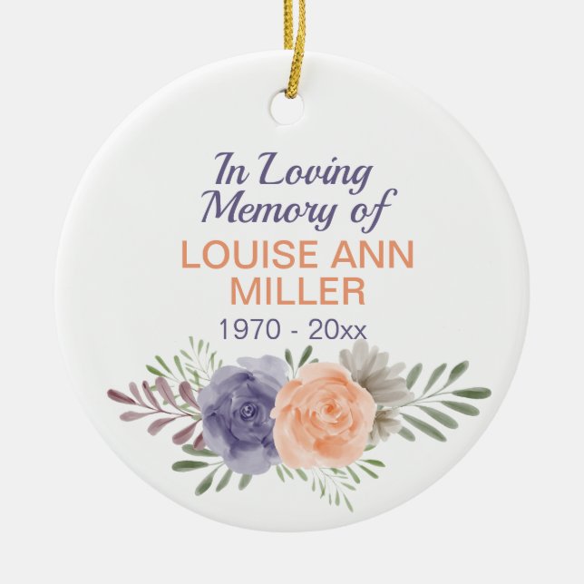 Peony Memorial In Loving Memory Of  Ceramic Ornament (Front)