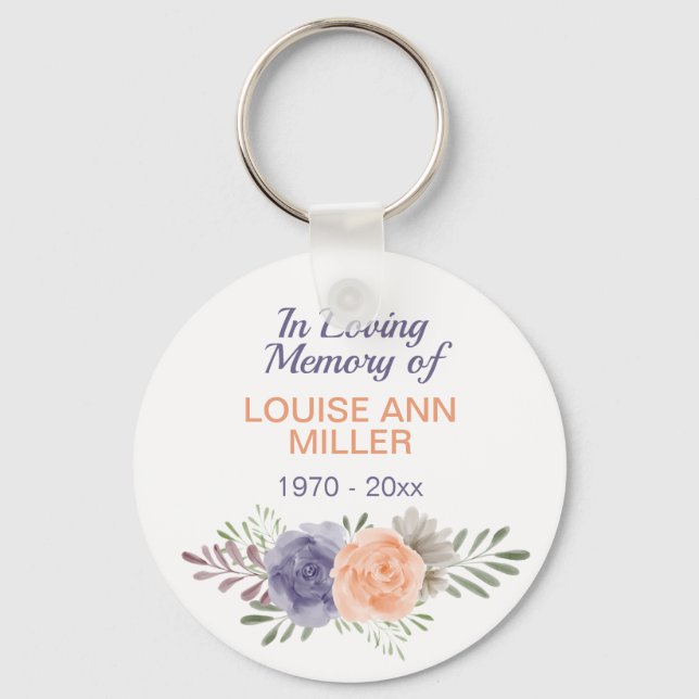 Peony Memorial In Loving Memory Of  Keychain (Front)