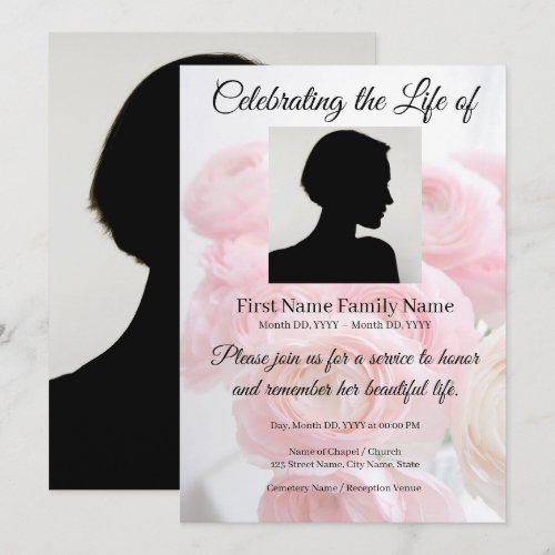 Peony memorial invitation