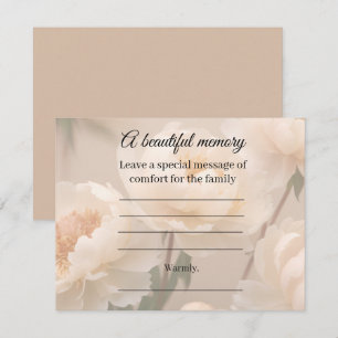 Peony memorial message card