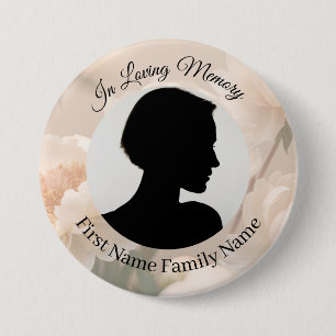 Peony memorial photo button