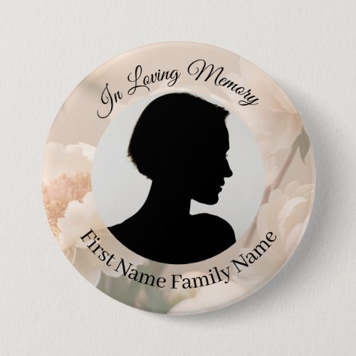Peony memorial photo button
