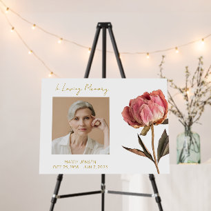 Peony Memorial Photo Funeral Foam Board