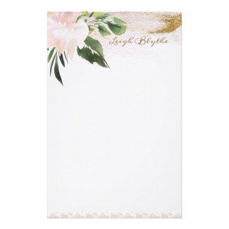 Peony Modern Watercolor Personalized Stationery