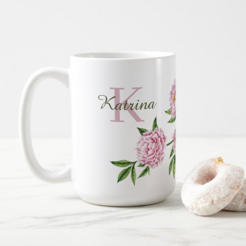 Peony Monogrammed Mug