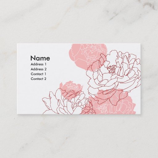 Customizable Peony Motif Profile Card Business Cards