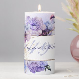 Peony Noir Floral Anniversary Pillar Candle