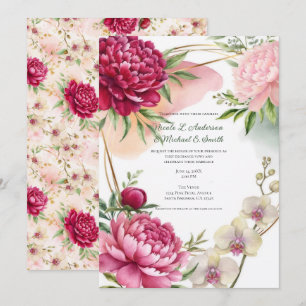 Peony & Orchid Garden Floral Glam Wedding Invitation