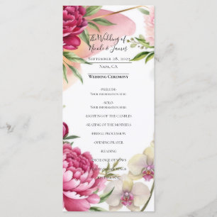 Peony & Orchid Garden Floral Glam Wedding  Menu