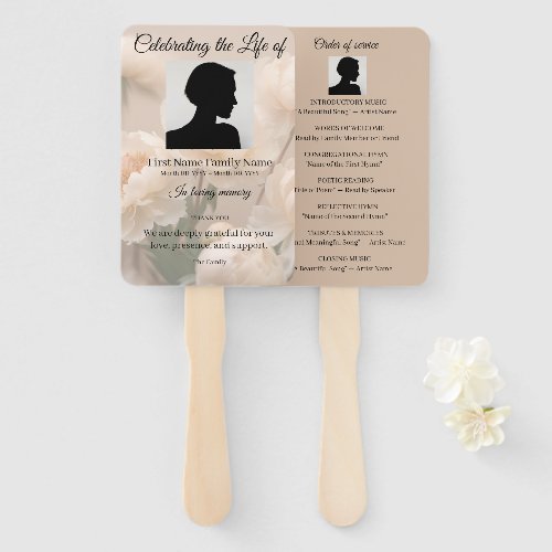Peony order of service hand fan