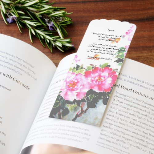 ©Peony Painting W/ Poetry by Skye Ryan-Evans Bookmarks