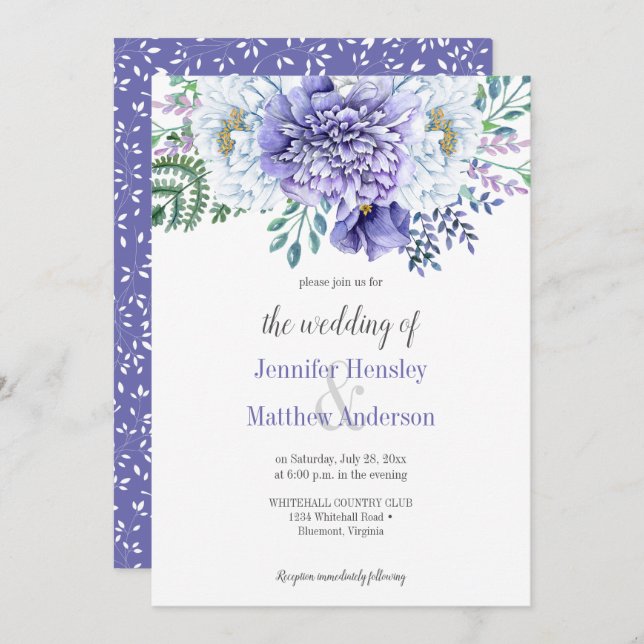 Peony Passion Wedding Invitation (Front/Back)