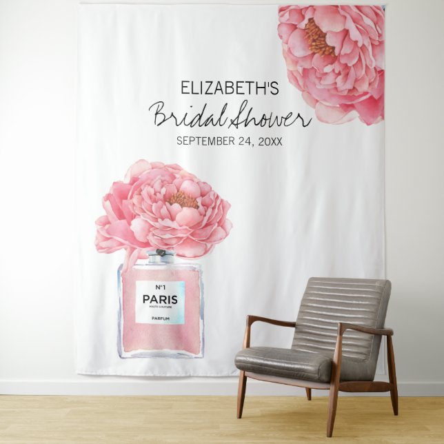 Peony Perfume Floral Bridal Shower Photo Backdrop (In Situ)