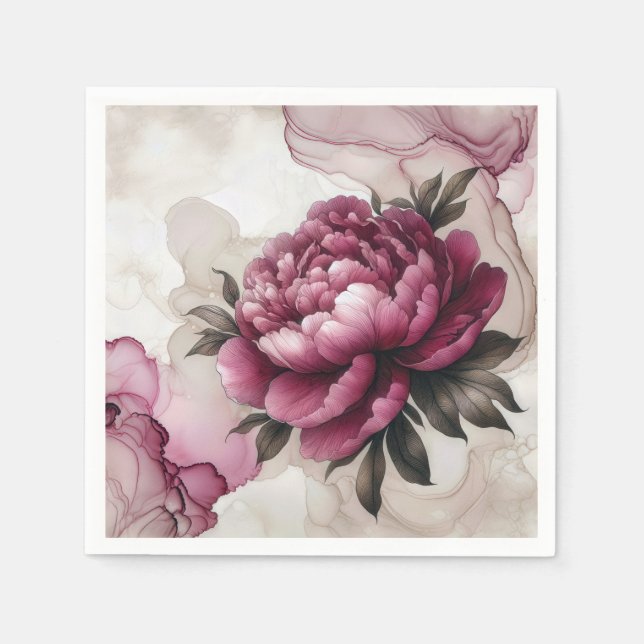 Peony Pink Abstract  Napkins (Front)